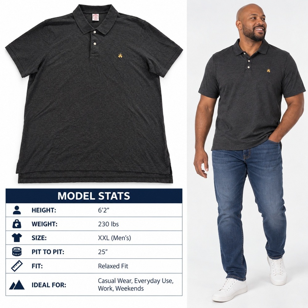 Brooks Brothers Performance Polo Shirt Mens XXL Gray Original Fit Cotton 1818